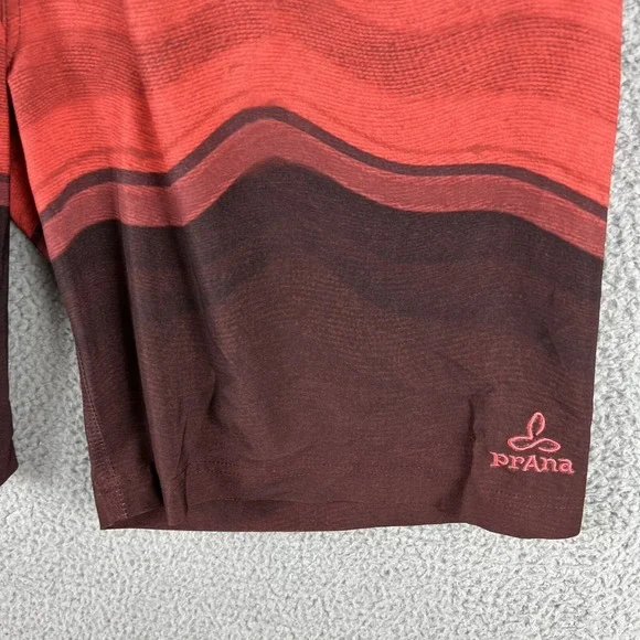 Prana Breathe Sediment Board Shorts Mens 38 Burgundy Red Striped 10" Inseam - Picture 3 of 13